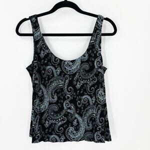 Vintage Alex Evenings 90s paisley Sparkle Glitter tank top Y2K size L